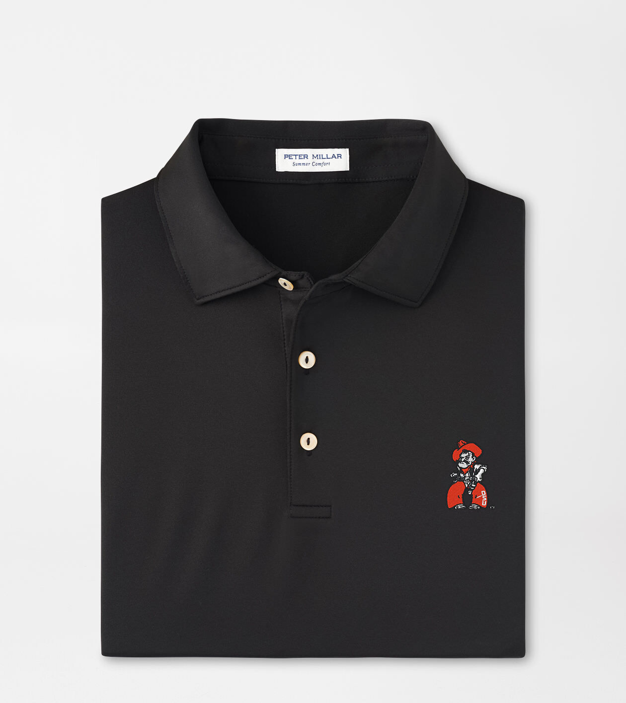 Oklahoma State Pistol Pete Solid Performance Jersey Polo (Sean Self Collar)