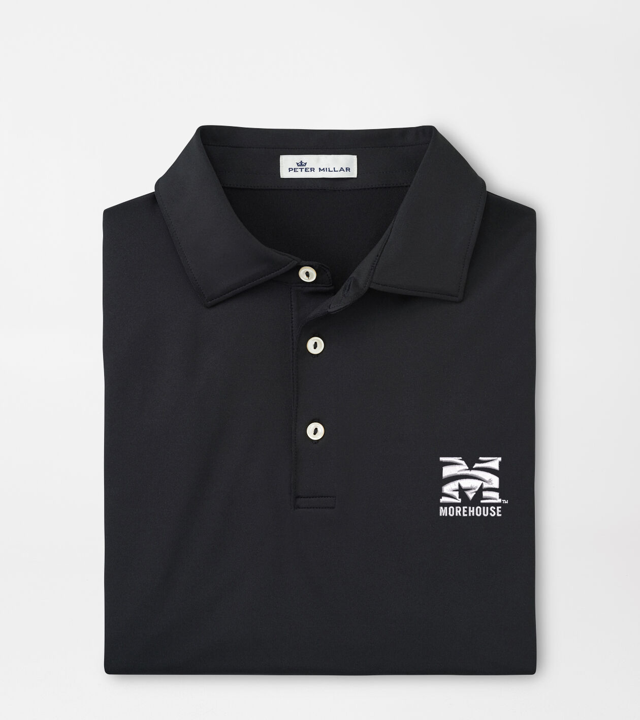 Morehouse College Solid Performance Jersey Polo (Sean Self Collar) 1 Morehouse College Solid Performance Jersey Polo (Sean Self Collar)