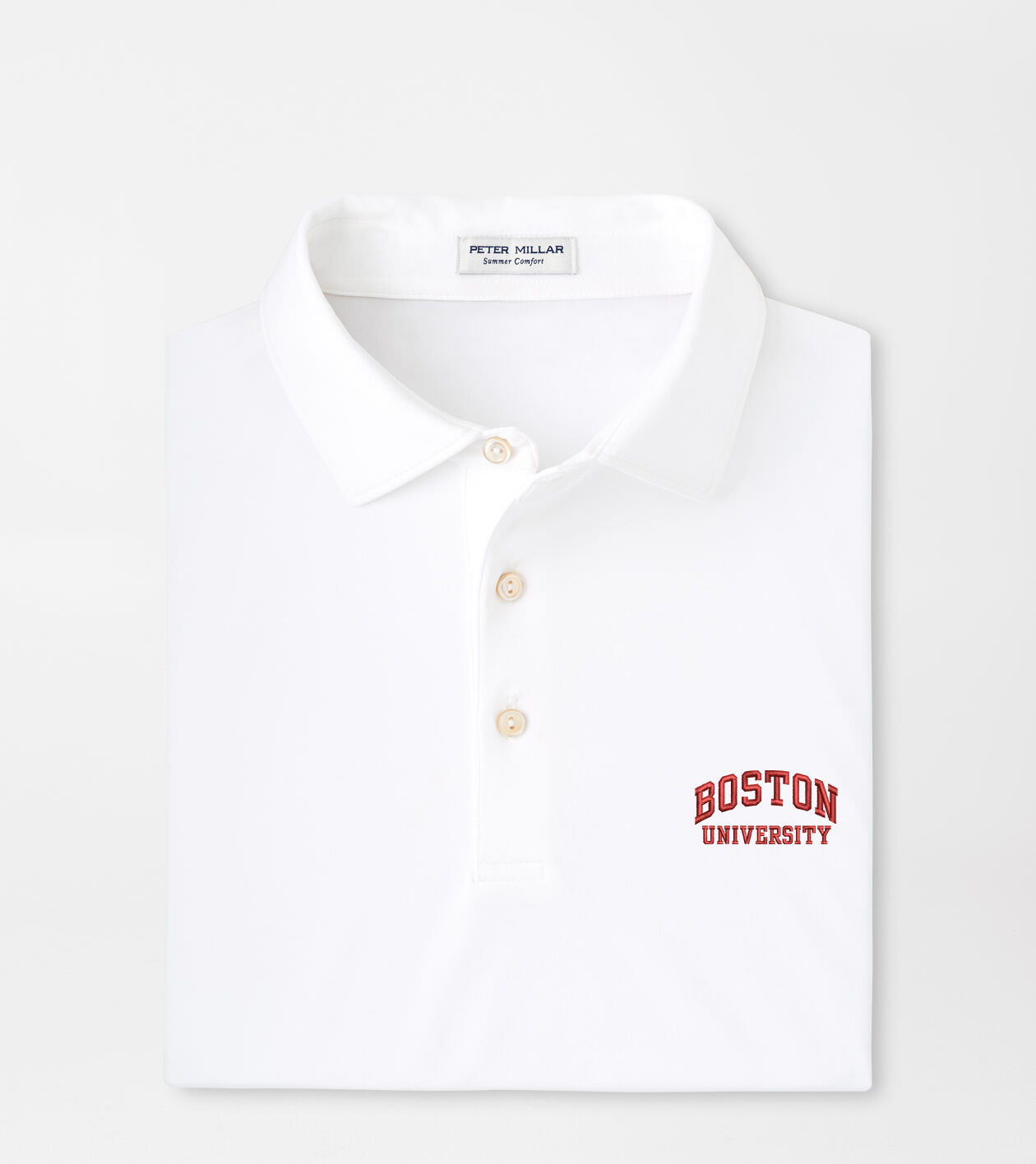 Boston University Solid Performance Jersey Polo (Sean Self Collar) 1 Boston University Solid Performance Jersey Polo (Sean Self Collar)
