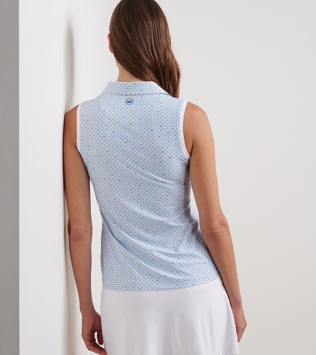 With A Twist Banded Sport Mesh Sleeveless Button Polo