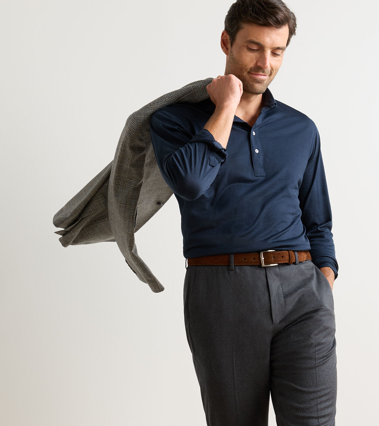 Byron Cashmere-Merino Flat Front Trouser
